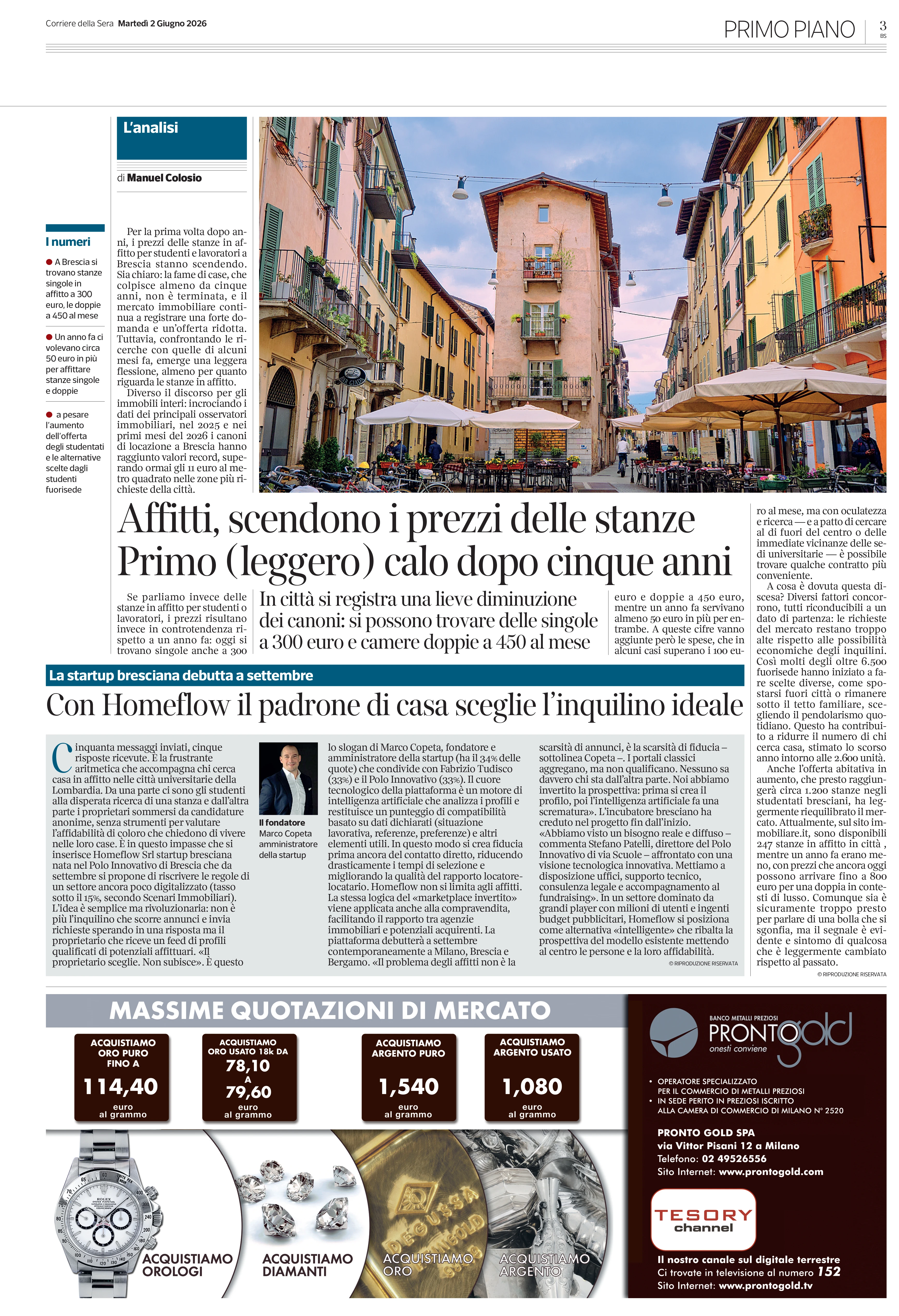 Corriere della Sera - Con Homeflow il padrone di casa sceglie l’inquilino ideale