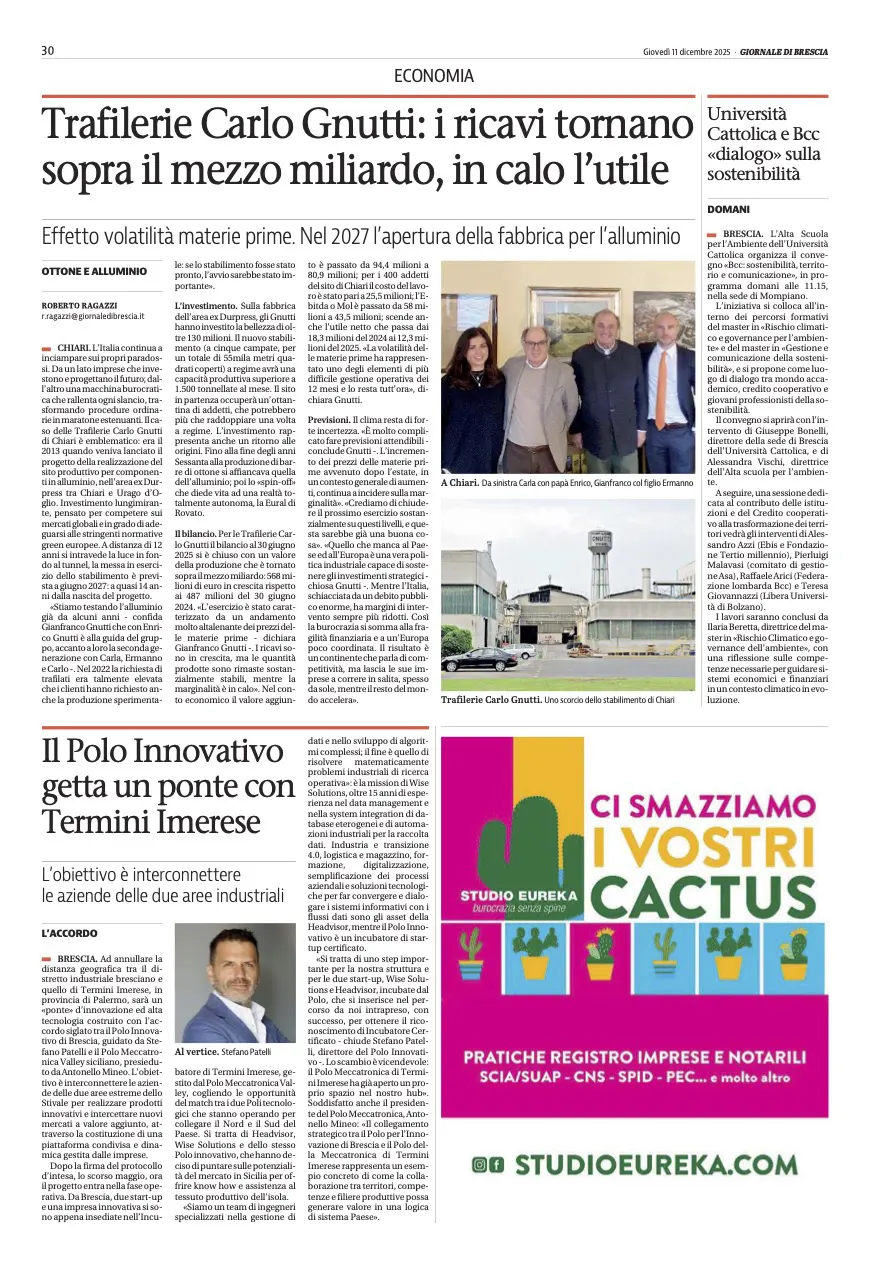  Giornale di Brescia - Il Polo Innovativo getta un ponte con Termini Imerese - Polo Innovativo