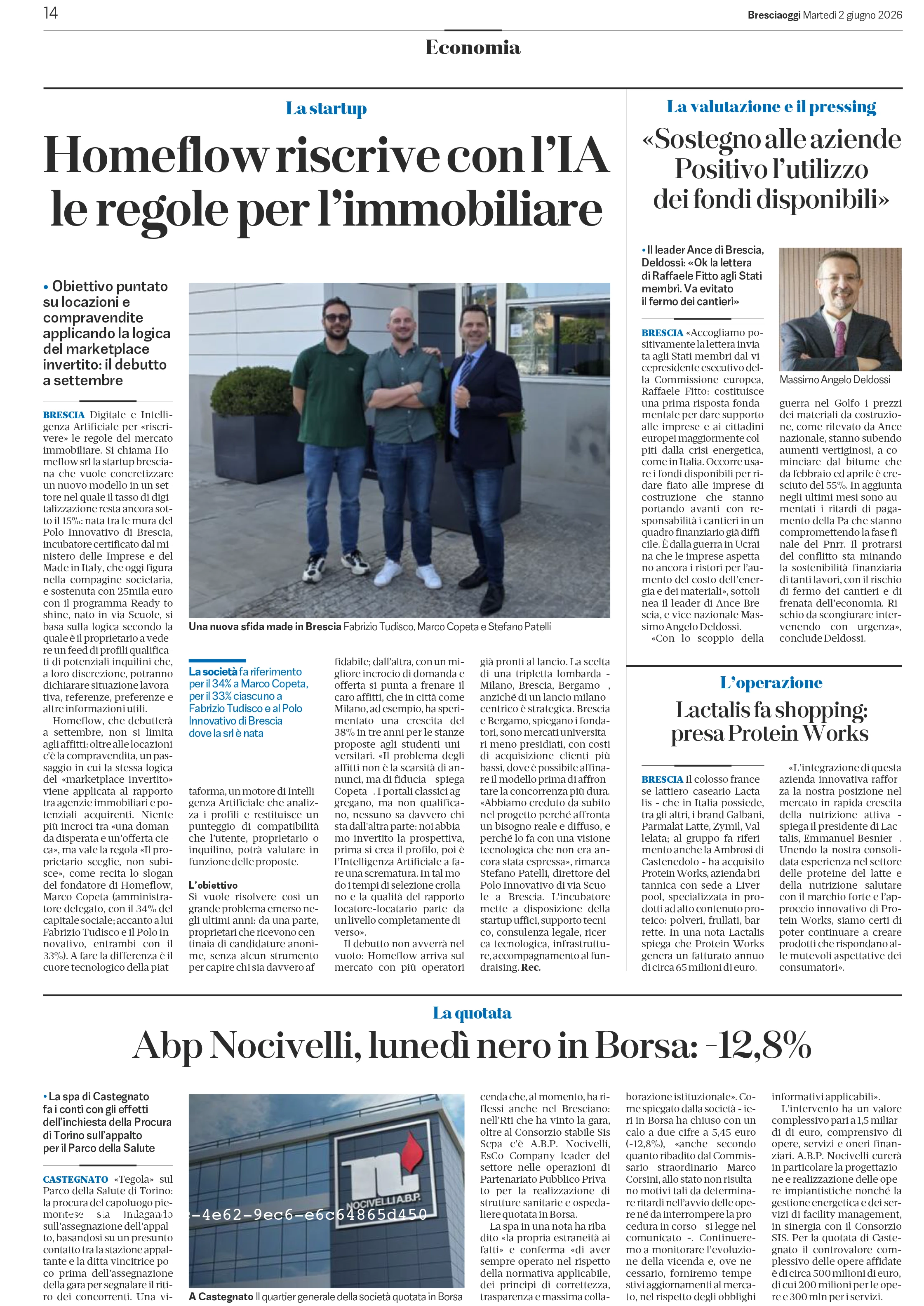 Bresciaoggi - Homeflow riscrive con l'IA le regole per l'immobiliare