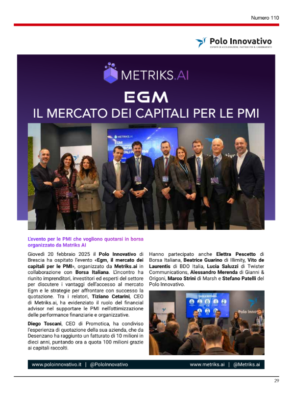 meccanica e fonderia Egm il mercato dei capitali per le pmi - Polo Innovativo meccanica e fonderia Egm il mercato dei capitali per le pmi - Polo Innovativo