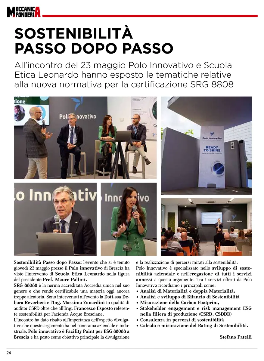 Meccanica e fonderia N°101 maggio 2024 Carbon Footprint - Polo Innovativo Meccanica e fonderia N°101 Sostenibilità passo dopo passo - Polo Innovativo